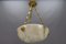 French White and Black Veined Alabaster Pendant Light, 1920s 10