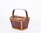 Mid-Century Italian Rattan, Wicker and Leather Basket Bag, 1960s 2