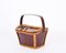 Mid-Century Italian Rattan, Wicker and Leather Basket Bag, 1960s, Image 2