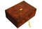 Mid-19th Century Brass Bound Rosewood Writing Slope with Red Velvet Interior, Glass Inkwell, Pad and Pen, Set of 6 4