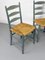 Farmhouse Wicker Chairs in Blue Stained Beech, 1970s, Set of 4 3