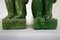 Fermalibri in terracotta verde di Vallauris, Francia, anni '50, set di 2, Immagine 4