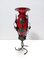 Ruby Red Murano Glass Vase with Iron Grape Vines attributed to Umberto Bellotto, 1930s 1