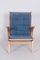 Mid-Century Upholstered Ash Lounge Chairs attributed to Jan Vaněk, Former Czechoslovakia, 1950s, Set of 2 3