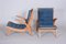 Mid-Century Upholstered Ash Lounge Chairs attributed to Jan Vaněk, Former Czechoslovakia, 1950s, Set of 2, Image 10