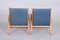 Mid-Century Upholstered Ash Lounge Chairs attributed to Jan Vaněk, Former Czechoslovakia, 1950s, Set of 2, Image 8