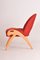 Mid-Century Red Upholstered Beech Armchair, Former Czechoslovakia, 1950s, Image 4