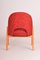 Mid-Century Red Upholstered Beech Armchair, Former Czechoslovakia, 1950s 3