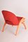 Mid-Century Red Upholstered Beech Armchair, Former Czechoslovakia, 1950s 2