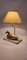 Vintage French Brass Duck Table Lamp on Travertine Base, 1970 5