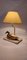 Vintage French Brass Duck Table Lamp on Travertine Base, 1970, Image 5