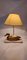 Französische Vintage Enten Tischlampe aus Messing auf Travertinfuß, 1970 7