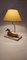 Französische Vintage Enten Tischlampe aus Messing auf Travertinfuß, 1970 6