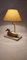 Vintage French Brass Duck Table Lamp on Travertine Base, 1970 6