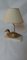 Vintage French Brass Duck Table Lamp on Travertine Base, 1970 1