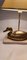 Vintage French Brass Duck Table Lamp on Travertine Base, 1970 8