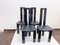 Black Piano Lacquer and Leather Dining Chairs, 1970s, Set of 4 3