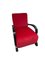 Art Deco Bentwood Armchair in Red Velvet 1