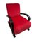 Art Deco Bentwood Armchair in Red Velvet 3