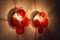 Lámparas de pared en forma de disco de la era espacial de cristal de Murano rojo de Vistosi, años 70. Juego de 2, Imagen 7