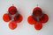 Space Age Disc Wall Lights in Red Murano Glass by Vistosi, 1970s, Set of 2 1