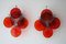 Space Age Disc Wall Lights in Red Murano Glass by Vistosi, 1970s, Set of 2, Image 1