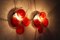 Space Age Disc Wall Lights in Red Murano Glass by Vistosi, 1970s, Set of 2 2