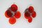 Space Age Disc Wall Lights in Red Murano Glass by Vistosi, 1970s, Set of 2 3