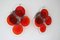 Space Age Disc Wall Lights in Red Murano Glass by Vistosi, 1970s, Set of 2, Image 3