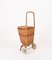 French Riviera Woven Wicker and Rattan Shopping Trolley, 1960s 11