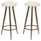 Brass and Alpaca Velvet Bar Stools attributed to Gio Ponti, Italy, 1950s, Set of 2 2