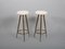 Brass and Alpaca Velvet Bar Stools attributed to Gio Ponti, Italy, 1950s, Set of 2 3