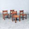 Esszimmerstühle aus Ulmenholz & Cognacfarbenem Leder im Stil von Pierre Chapo, Italien, 1960er, 4er Set 44