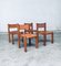 Elm & Cognac Leather Dining Room Chairs Set in the style of Pierre Chapo, Italy, 1960s, Set of 4 40