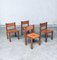 Elm & Cognac Leather Dining Room Chairs Set in the style of Pierre Chapo, Italy, 1960s, Set of 4, Image 1