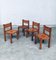 Elm & Cognac Leather Dining Room Chairs Set in the style of Pierre Chapo, Italy, 1960s, Set of 4 36