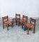 Esszimmerstühle aus Ulmenholz & Cognacfarbenem Leder im Stil von Pierre Chapo, Italien, 1960er, 4er Set 36