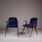 Chaises Vintage en Velours Bleu, Set de 2 3