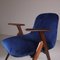 Vintage Blue Velvet Chairs, Set of 2 5