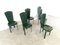 Vintage Green Leather Dining Chairs, 1980s, Set of 6 3