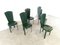 Vintage Green Leather Dining Chairs, 1980s, Set of 6, Image 3