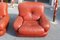 Lounge Chairs in Cognac Bubble Leather, Italy, 1970s, Set of 2 3