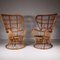 Armlehnstühle mit Korbgestell von Lio Carminati, 1950er, 2er Set 4