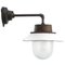 Vintage Industrial Frosted Glass and White Enamel Wall Light, Image 1