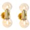 Brass and Smoked Glass Sconces in the style of Sciolari, Germany, 1970s, Set of 2 1