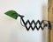 Industrial Green Enamel Scissor Wall Lamp, 1950s, Image 2