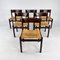 Mid-Century Wenge and Rush Dining Chairs, 1960s, Set of 6 1