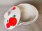 German Red Apple Print Porcelain Soup from Colditz GDR, 1990s 4