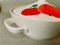 German Red Apple Print Porcelain Soup from Colditz GDR, 1990s 5
