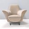 Italienischer Vintage Sessel aus Elfenbeinfarbenem Stoff, zugeschrieben von Ico Parisi, Italien, 1950er 1